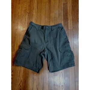 Route 66 Mens Army Green Cotton Baggy Cargo Shorts Loose Fit Size 36 Vtg Y2K